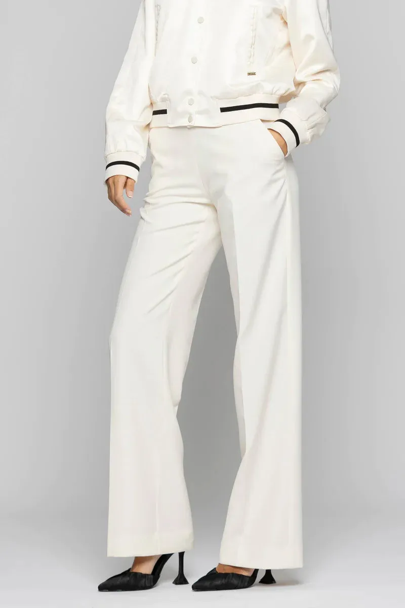 Elegant High Waist Trousers / White