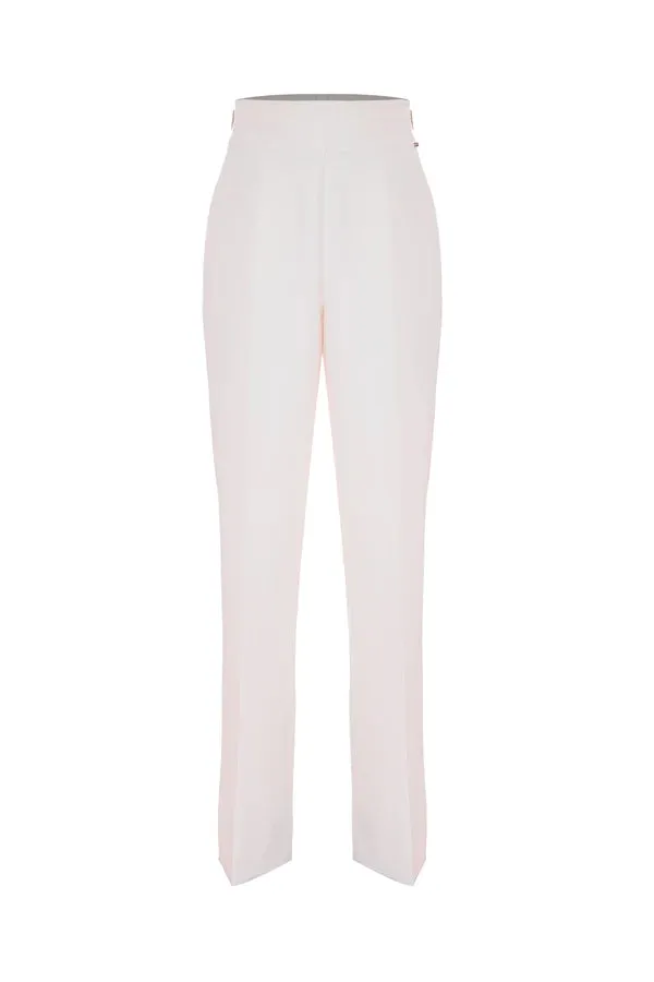 Elegant High Waist Trousers / White
