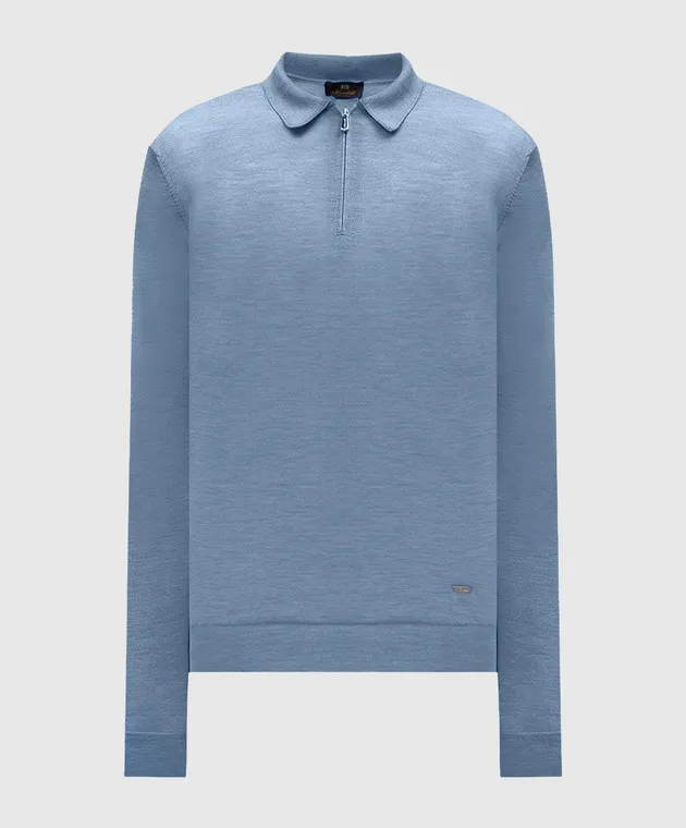 Enrico Mandelli Polo blu in cashmere e seta A9K0155423