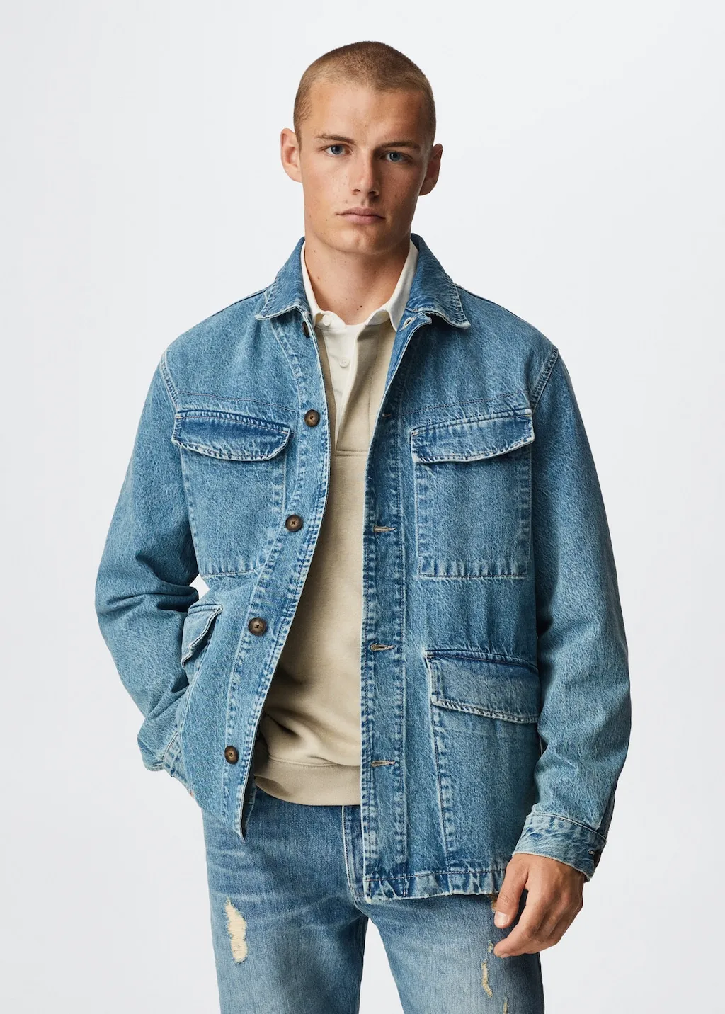 Giubbotto denim tasche