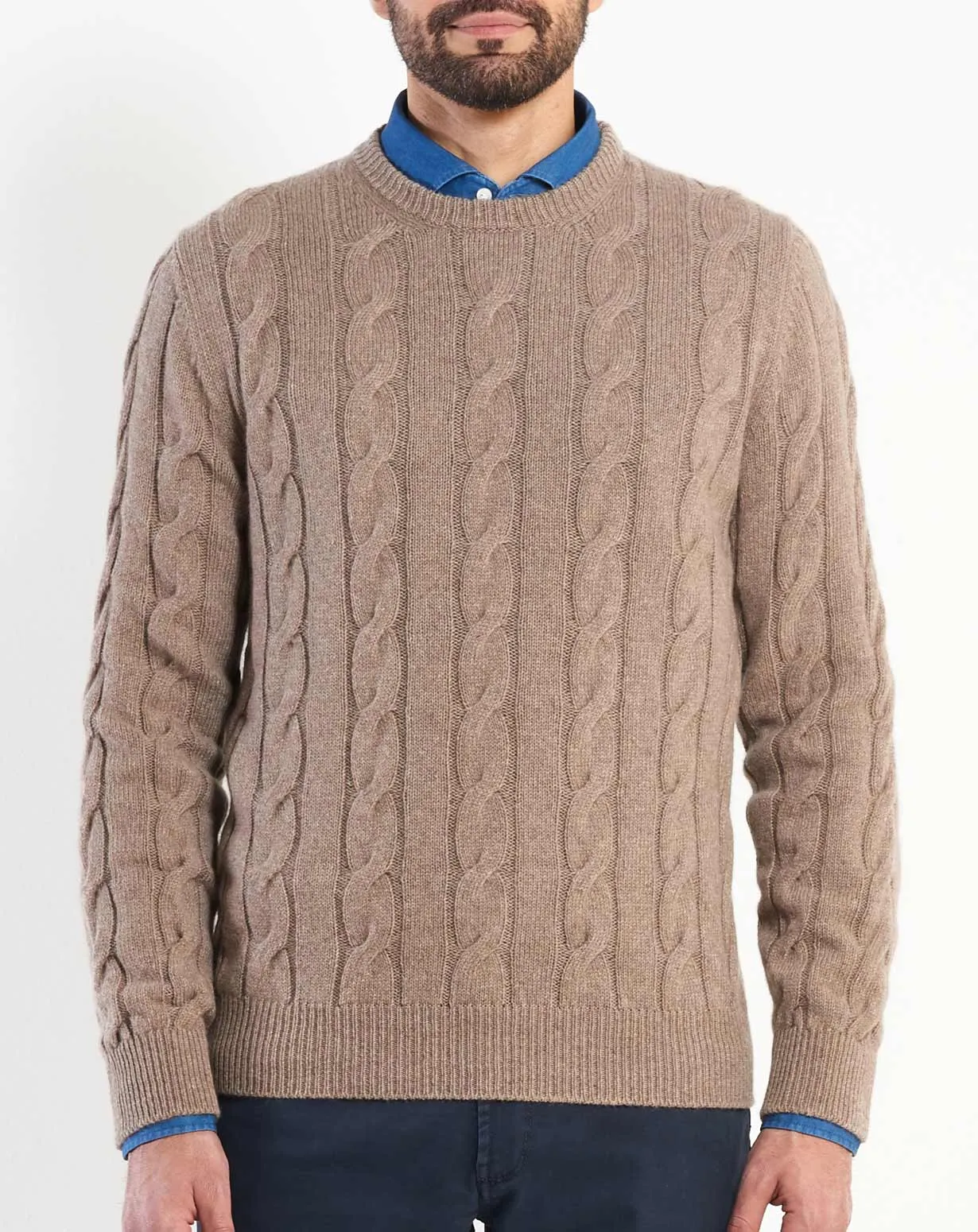 Maglione Uomo Girocollo Trecce Cashmere