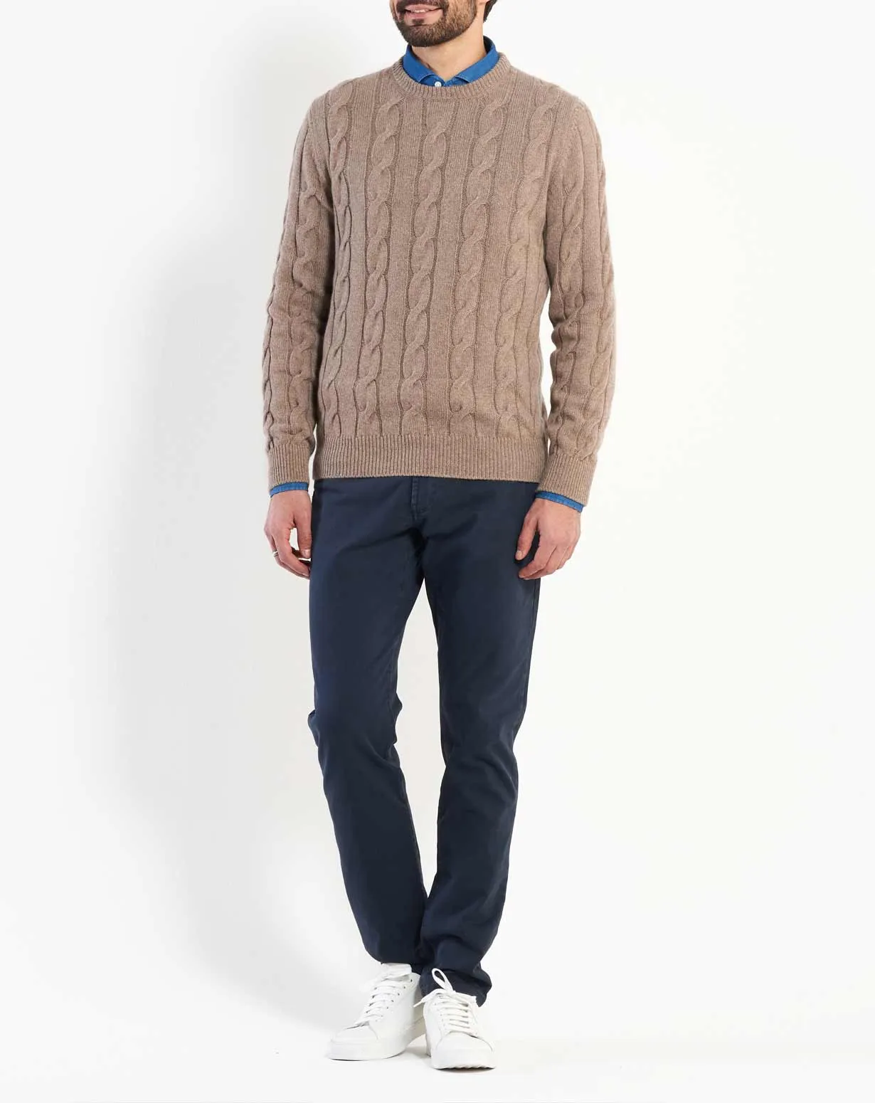 Maglione Uomo Girocollo Trecce Cashmere