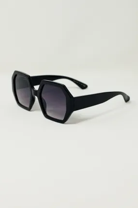 Occhiali da sole oversize esagonali vintage nera