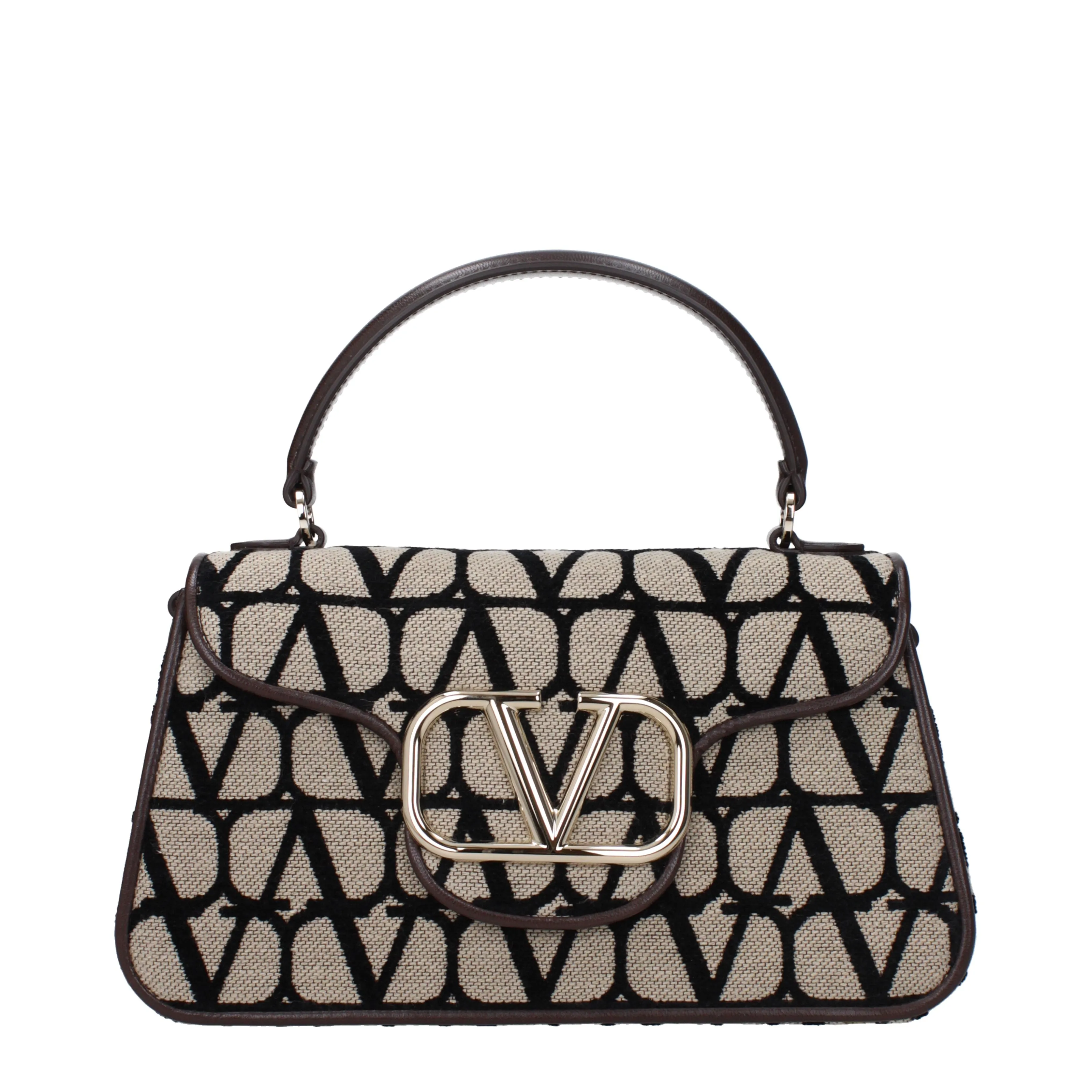 Valentino Garavani Borse a Mano Donna Tessuto Beige/Nero