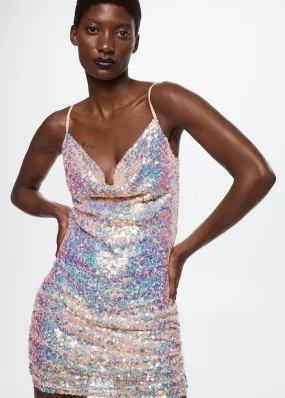 Vestito corto paillettes semitrasparente