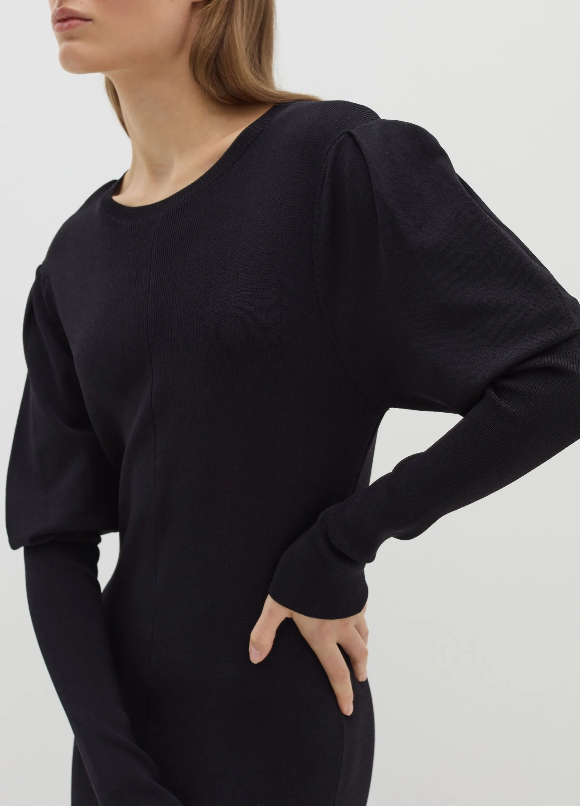 Vestito lungo in maglia a costine